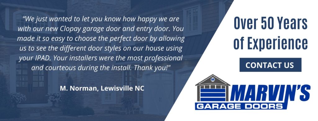 positive testimonial from customer on Marvin's Garage Doors service