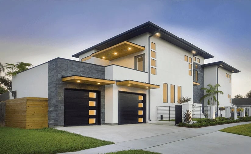 modern-steel-ribbed-windows-down-right-side-black-single-garage-door